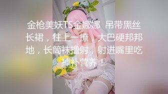 金枪美妖TS金娜娜  吊带黑丝长裙，往上一撩，大巴硬邦邦地，长筒袜撸射，射进嘴里吃掉补营养！